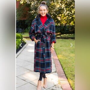 NWT Tartan Plaid Belted Coat